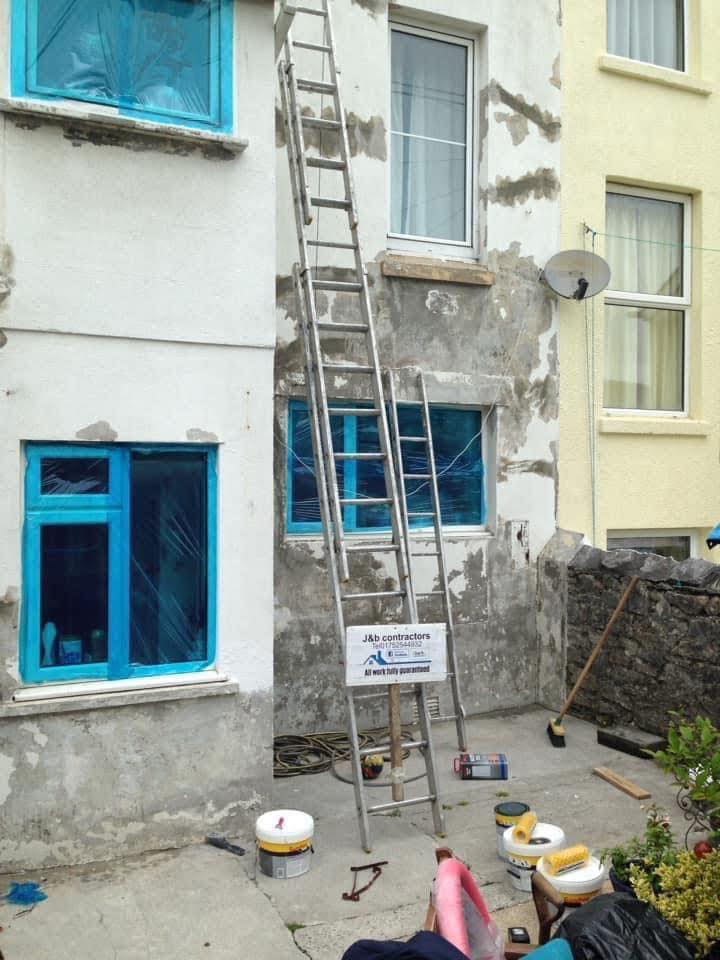 Render repair work in Budleigh Salterton